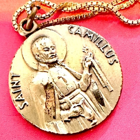Sterling Silver Catholic Necklace Saint Camillus Pendant Religious Medal 4026 P - Picture 1 of 10